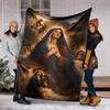 Biblical scenes religious figures Faith-printed Flannel Blanket Soft and Warm Suitable for Home Travel Picnics Camping RV
