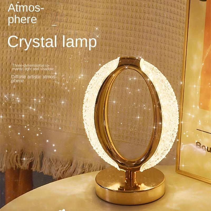 1 stk. Krystal Skrivebordslampe, Atmosfærelampe, Soveværelse Natbord, Smuk Og Romantisk Atmosfære Lille Natlampe