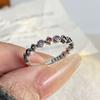 925 Silver Rings For Women Geometric Fine Jewelry Finger Adjustable Simple Colorful Stone Ring For Party Birthday Gift