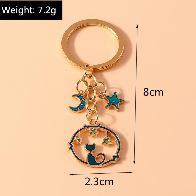 Süßer Emaille Cartoon Katze Schlüsselanhänger Tier Schlüsselanhänger Anhänger für Auto Schlüsselhalter Damen Mädchen Handtaschen Zubehör DIY Schmuck Geschenk