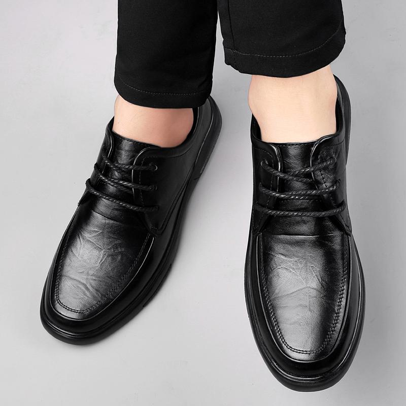 New Business Leather Casual Lace Up Oxford Shoes for Men’s Comfortable Anti-Slip Outdoor Slip On Sneakers Fashion Retro Leisure