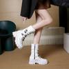 Goth Boots Women Winter Ankle Boots Platform Shoes Sneakers Studded Belt Buckle Punk Army Chunky Heels Mid Calf Boots