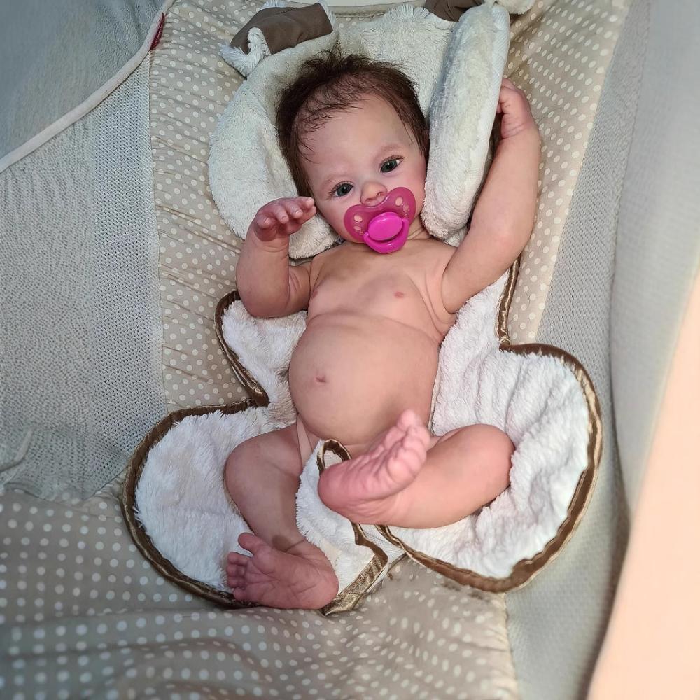 19-calowa lalka reborn z pełnym silikonowym ciałem Meadow Realistycznie wyglądająca lalka symulacyjna z wykwintną 3D malowaną skórą Realistyczne widoczne żyłki Lalka noworodka dla dziecka