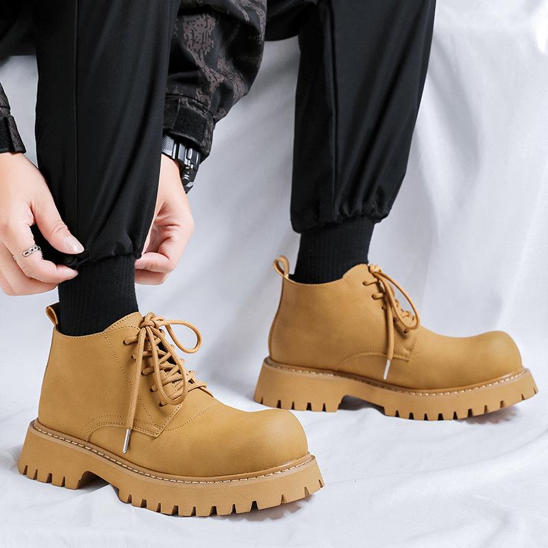 Big head Derby shoes men's platform casual commuting round head 2024 new platform heightening couples tide shoes 18933-R