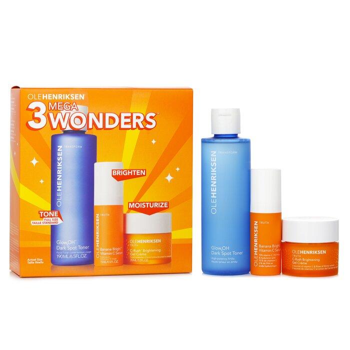 Ole Henriksen Set 3 Merveilles Méga: Sérum Vitamine C Banana Bright 15ml + Tonique Éclaircissant Dark Spot Glow2OH 190ml + Crème Gel Éclaircissante C-Rush 35ml 3pcs