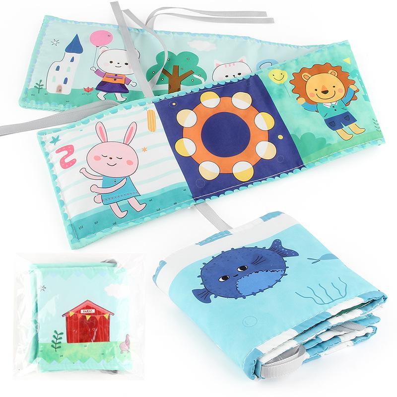 Çocuk Erken Eğitim Renkli Çift Taraflı Yatak Örtüsü Kumaş Kitap Hayvan İngilizce Biliş Bebek Beşik Kumaş Kitap Oyuncak