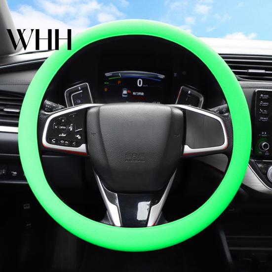 All-weather Car Steering Wheel Cover Silicone Solid Color Wear Resistant Decorative Auto Accessory Non-slip Design Simple Installation Universal