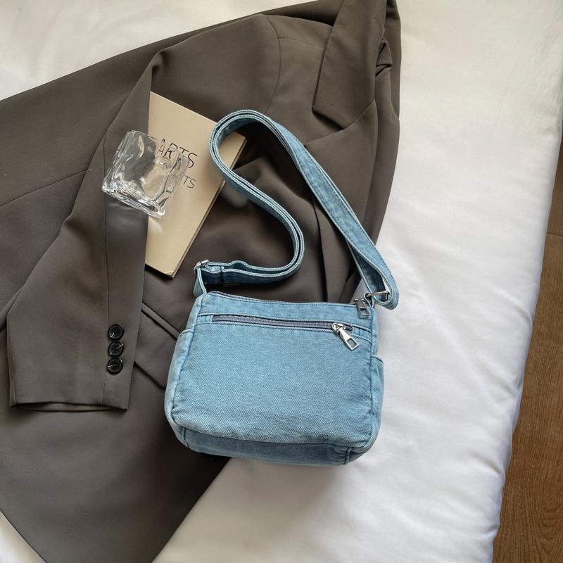 Denim Bag Women's Multi-Layer Crossbody Bag Mobile Phone Bag Shoulder Small Square Bag