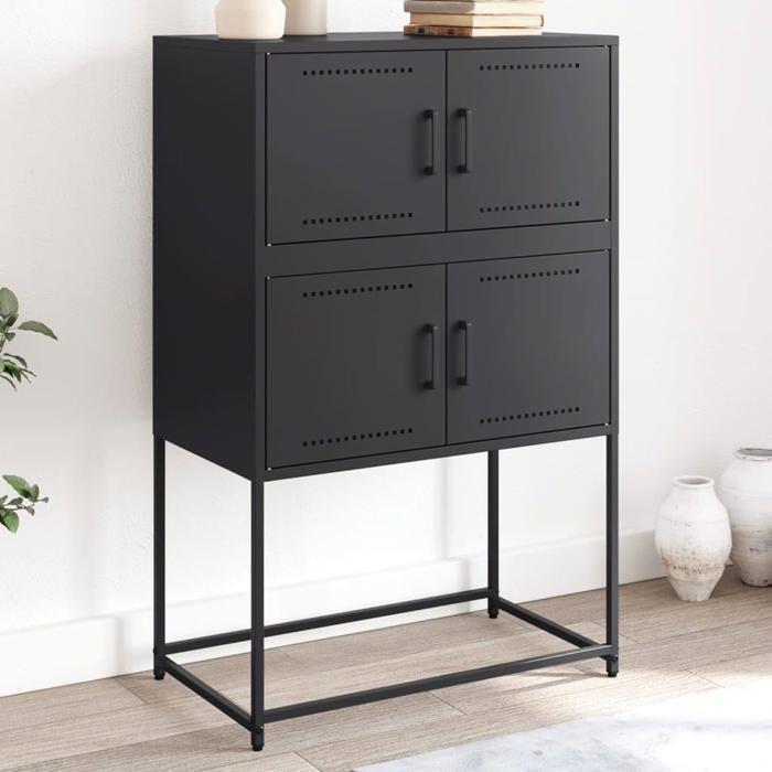 VidaXL Black Buffet 68.5x38.5x107 Cm Steel, Cabinet, Sideboard, Storage Cabinet, Cupboard, Highboard, 846482