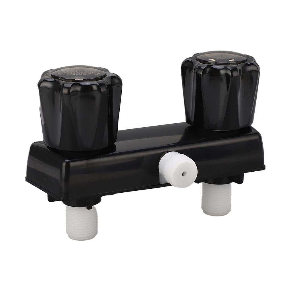 RV Shower Faucet Valve Diverter Shower Mixing Valve Control with 2 Knobs Wheel For RV Motor Home Black
