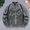 Men Baseball Jacket Stand Collar Long Sleeve Zipper Closure Casual Coat with Pockets Ribbed Cuffs Hem Outwear