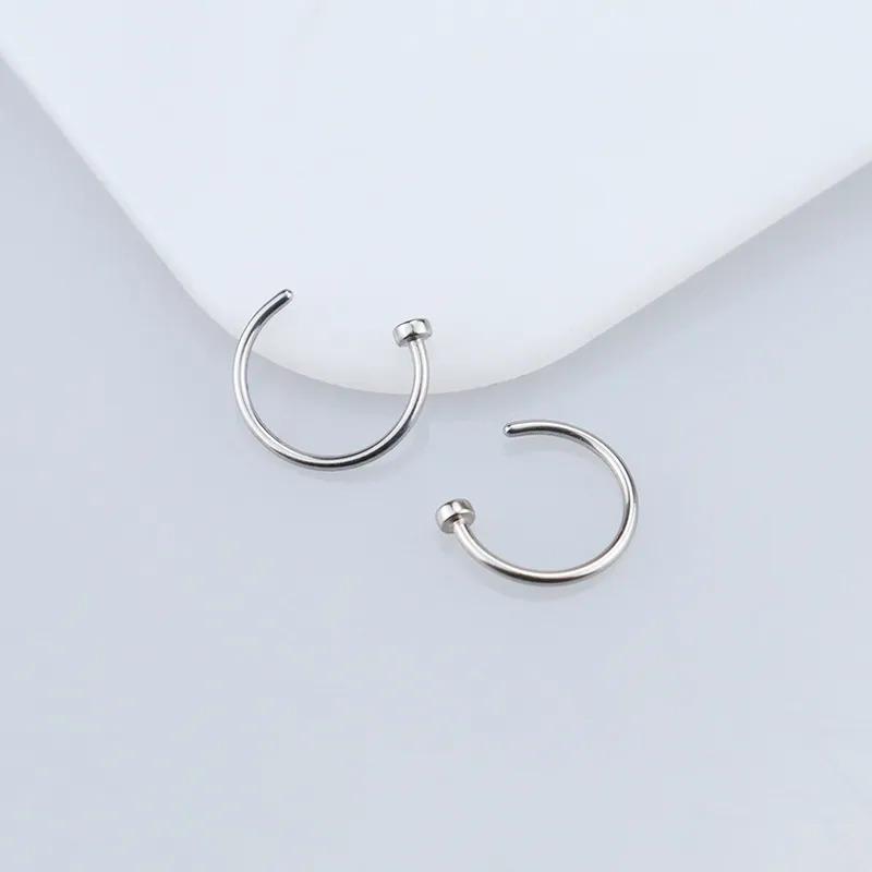 2/6Pcs Fake Nose Rings for Women, 316L Stainless Steel Lip Rings Labret Ring Nostril Hoop Piercing Studs Nose Piercing Jewelry