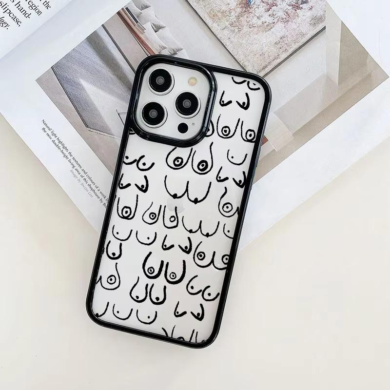 Aesthetic Cases For iPhone 14 Cases For Iphone 16 11 13 Pro Max 12 Pro XR 7 8 SE X Xs Plus 13 Mini Boobs Art Print TPU Funda