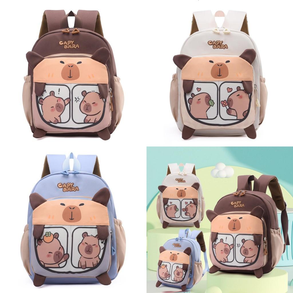 Capybara Themed Children Backpack Breathable Lightweight Cute Cartoon Schoolbag