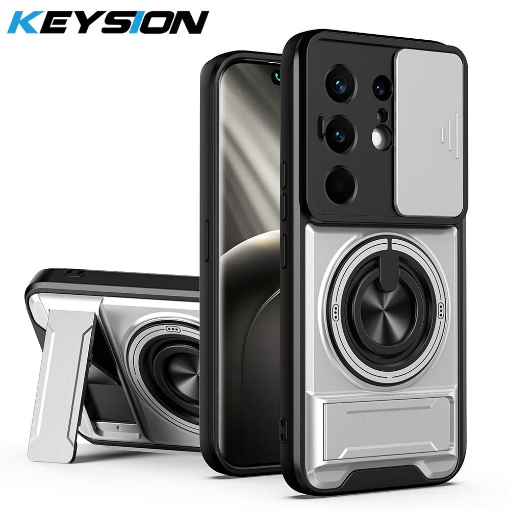 

Магнітний чохол KEYSION для TECNO Camon 50 Pro 50 Ultra 5G Зсувна захисна кришка камери Вертикальна підставка Кільце Ударостійкий чохол for Camon 50 срібний