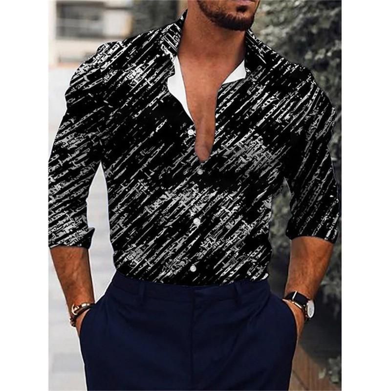Spring and Autumn New Men's Men's Long Sleeve Shirt Casual Printed Shirt