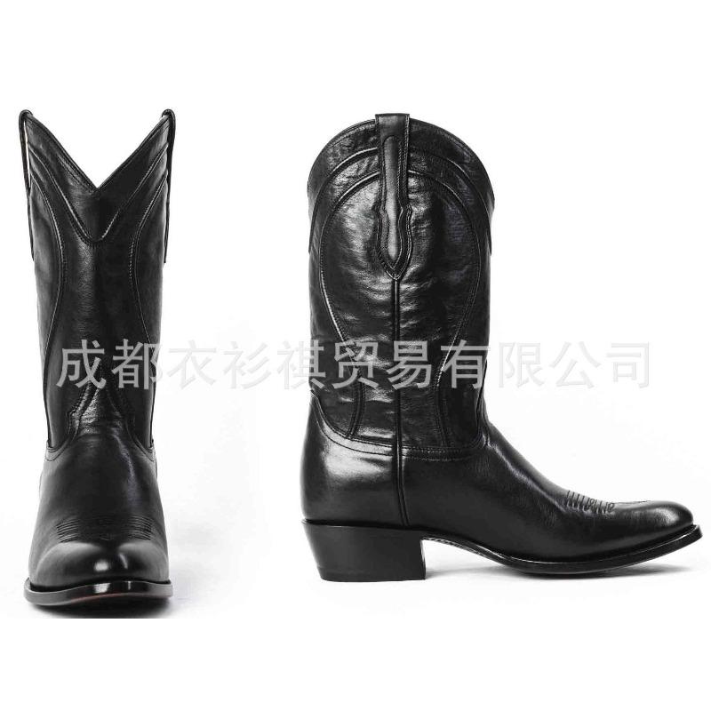Autumn And Winter New Embroidered Pointed Head Low Heel Men'S Knight Boots Long Boots Large Size 38-48
