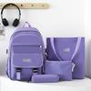 Four-Piece Backpack Set Student Schoolbag Women's Solid Color Backpack