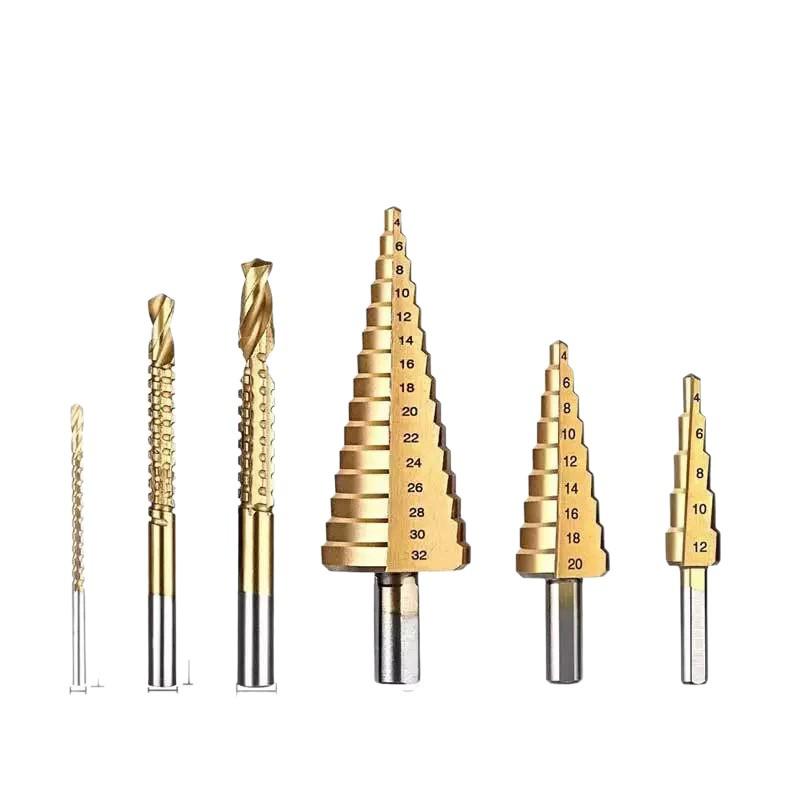 6PC Serrated Titanium Step Drill Set - Rustproof, Multifunctional Woodworking Hole Opener