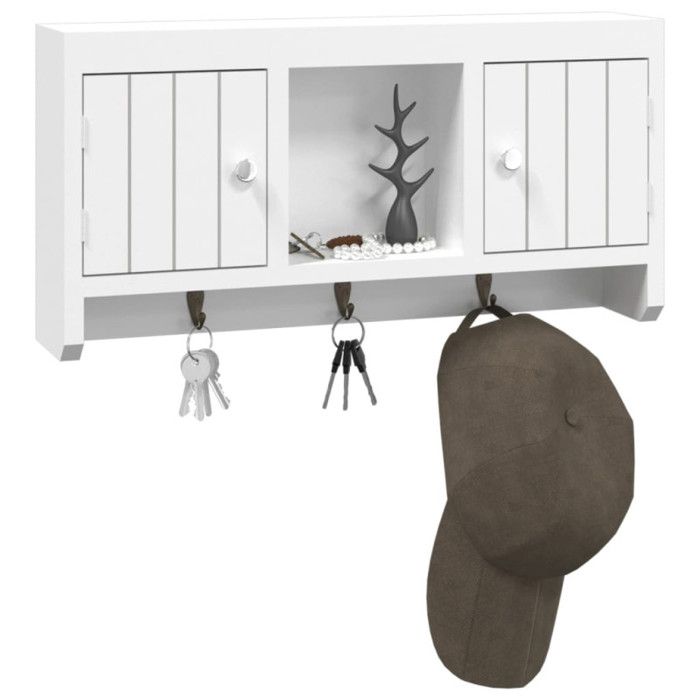 350631 vidaXL Armoire à clés Blanc 40x8,5x20 cm Bois d'ingénierie et acier