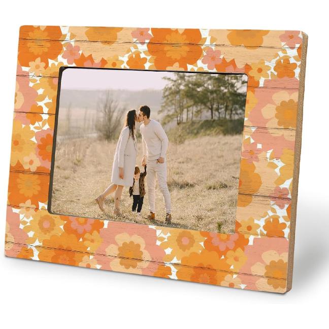 Mexico Floral Decoration Picture Photo Frame 5x7, Gifts for Mexico Floral Lovers, Brown and Beige Picture Frames for Desk Tabletop Wall Display