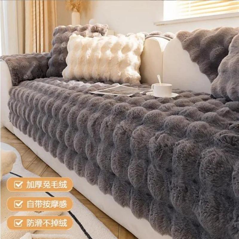 Thicken Plush  2 3 Seat Sofa Covers for Living Room Solid Color Pet Kids Sofa Mat Non-Slip Couch Armchair Slipcovers Protector