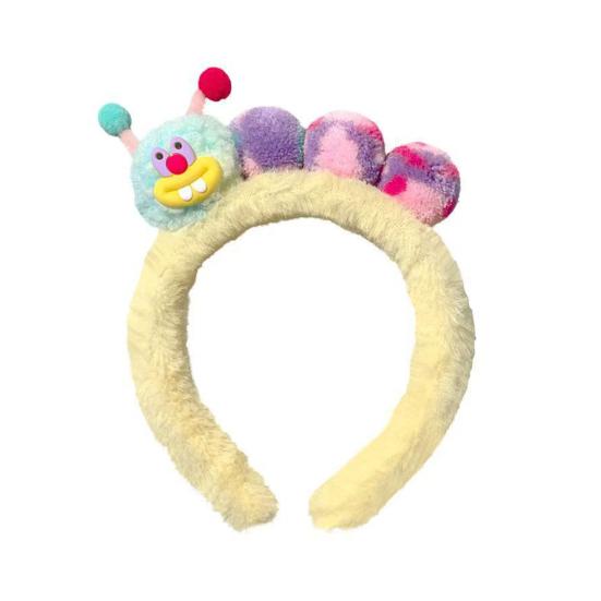 Caterpillar Headband Girls Plush Texture Cartoon Shape Rich Color Makeup Wash Face Hair Hoop Hair Fixing Accessory