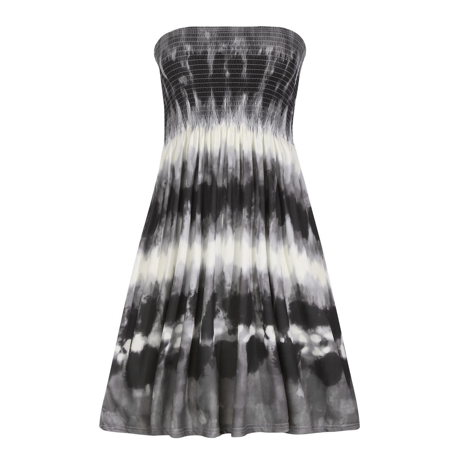 Женское летнее сексуальное пляжное платье без бретелек без рукавов с цветочным принтом — фото 5