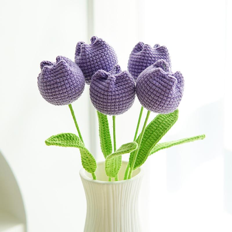Handmade Woven Yarn Knitted Faux Flower Bouquet