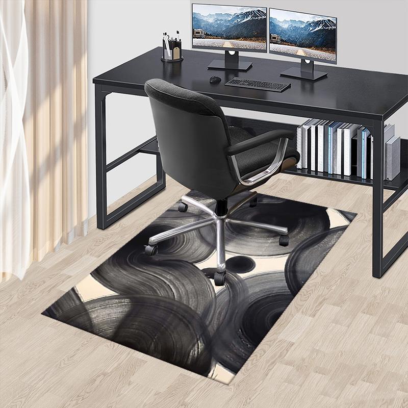 

1pc Anime Cartoon Design Office Chair Mat - Black Swirls and Circles Pattern, Non-Slip Carpet for Home Decor, Suitable for Office, Living Room, Bedroo 60cm by 90cm