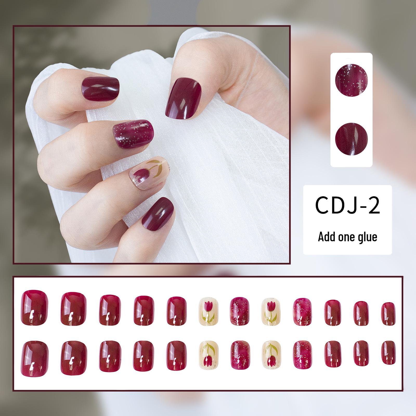 

24-Piece Floral Tulip Press-On Nails - Removable Nail Art Set