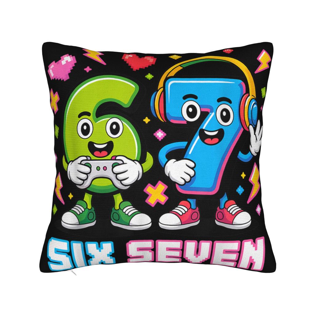 67 Six Seven 6-7 Funny Italian Brainrot Meme Pillow Cover  Soft Cushion Cover Cute Funny Pillow Case For Sofa Bedroom Home Decor