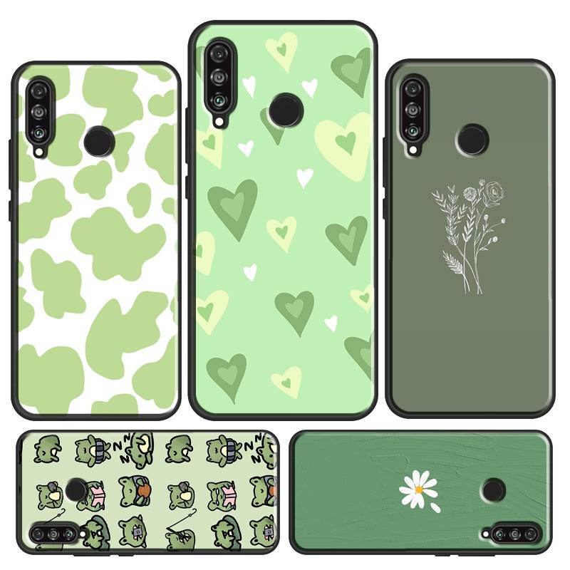 green aesthetic Case For Huawei P30 Pro P50 P40 P20 Lite Nova 9 5T Cover For Honor X8 X7 X9 50 Lite 70