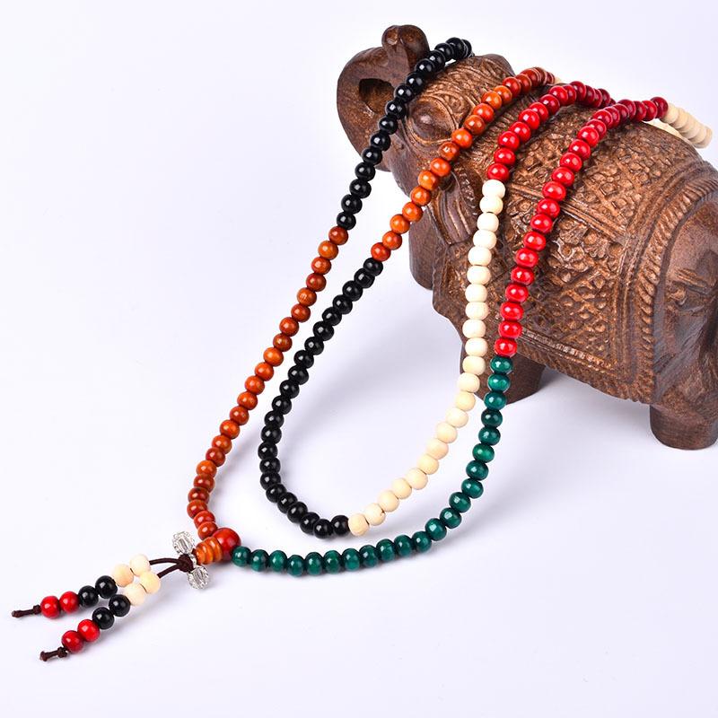 Imitation Rosewood Wooden Bracelet Colorful Blessing Bead Multi Circle Bracelet Fashionable Buddha Bead Bracelets Jewelry Gifts