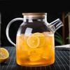 Džbán na vodu 1800ml Skleněná lednicová konvice s filtrem Šlehací metla Dřevěné víko Žáruvzdorné Servírovací nádobí na nápoje Čaj Káva
