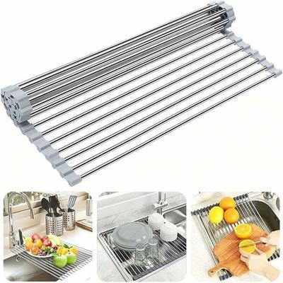 Dish Drainer - RICEEL - RollUp - Foldable - 100% BPA-free - Stainless Steel