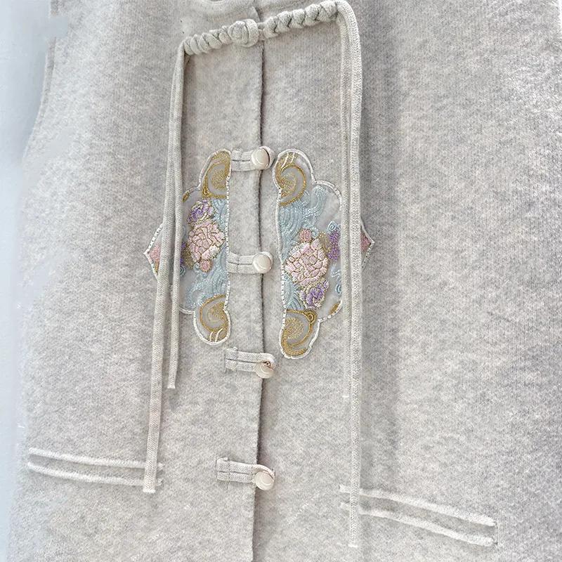Vest Gilet Spring and Autumn Button Outerwear Chinese Style National Wind Versatile Embroidered Cardigan Knitted Outer Sweater Women's