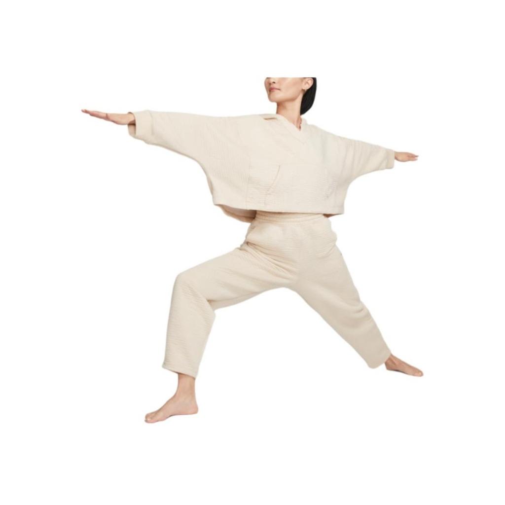 Nike Yoga Luxe Solid Pullover Hoodie Long Sleeve Cropped Sweatshirt Women Tops Sand-Dune-White White Multicolor DV9180-126