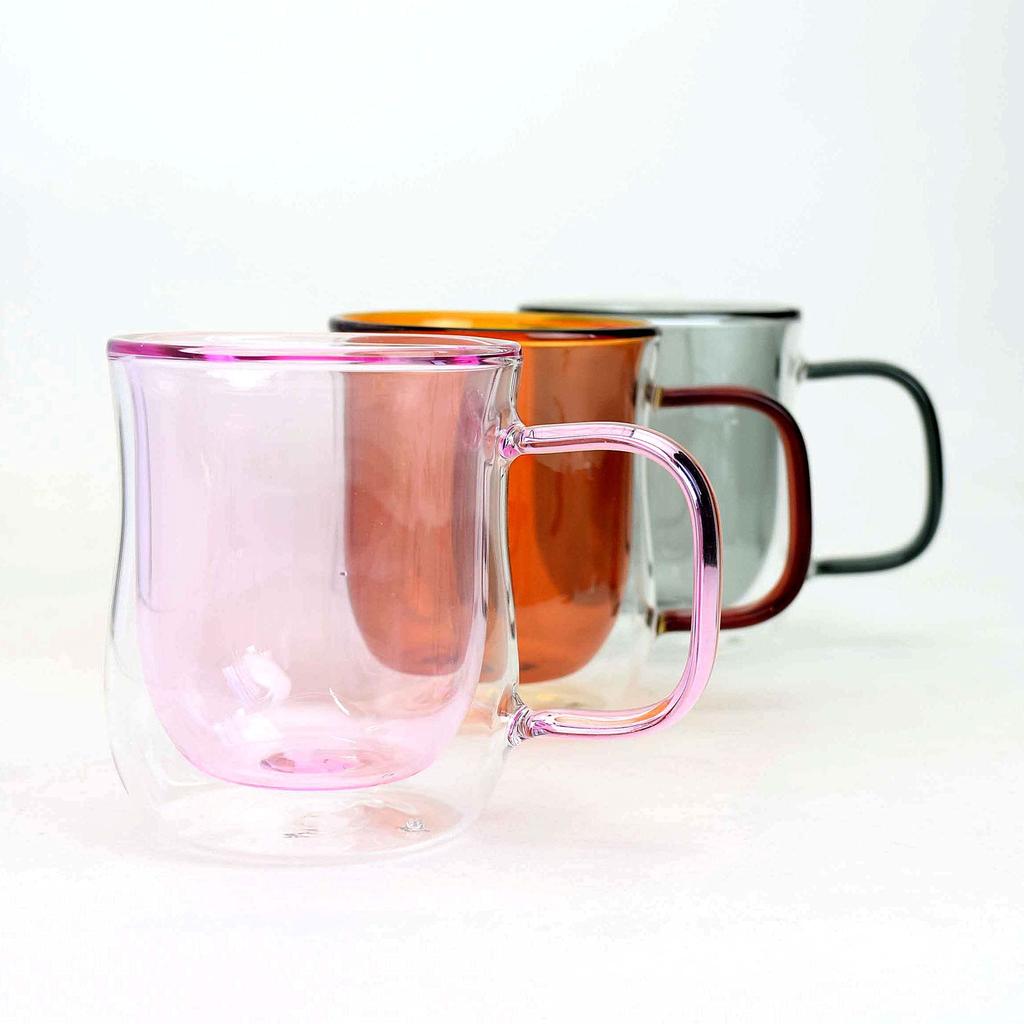 Maehata Insulates Hot and Colored Nuit Mug, Heat-Resistant Glass, Double-Walled, Cold, Thermoglass, 275ml,