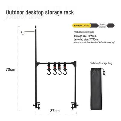Outdoor Camping Folding Desktop Storage Rack with Lamp Holder