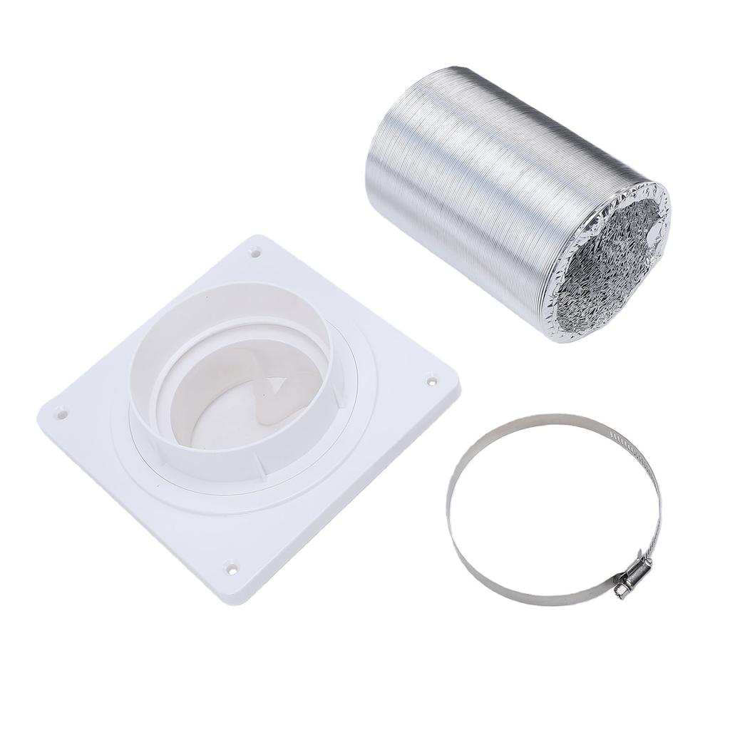 Dryer Vent Connection Kit Fit 4 Inch Duct Quick Connect Coupling Wall Flange Plate Aluminum Foil Hose and Clamp for Bathroom