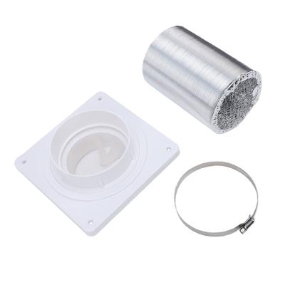 Dryer Vent Connection Kit Fit 4 Inch Duct Quick Connect Coupling Wall Flange Plate Aluminum Foil Hose and Clamp for Bathroom