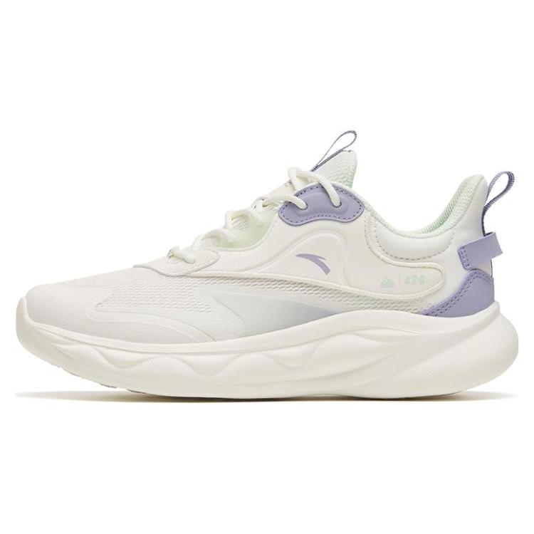 New Anta Mianbomb 2 Cushioned Anti Slip And Wear Resistant Lightweight Low Top Running Shoes Women's White Purple 922315546-1