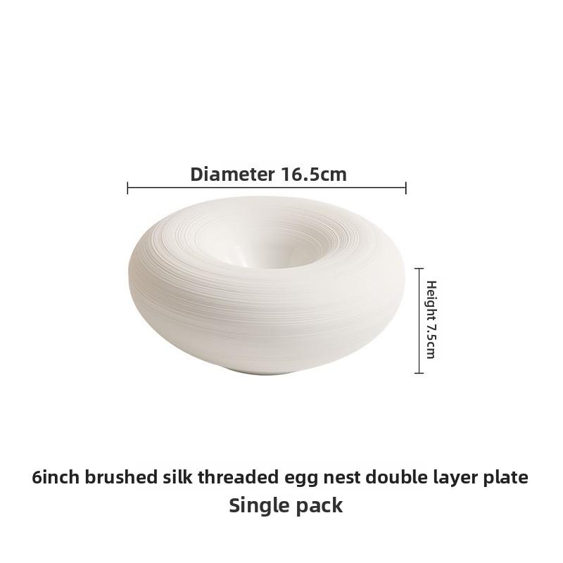 

Appetizer Tableware Double Layer Insulation Plate Serving Plate Ceramic Thick Soup Plate Snack Dish Salmon Restaurant Tableware