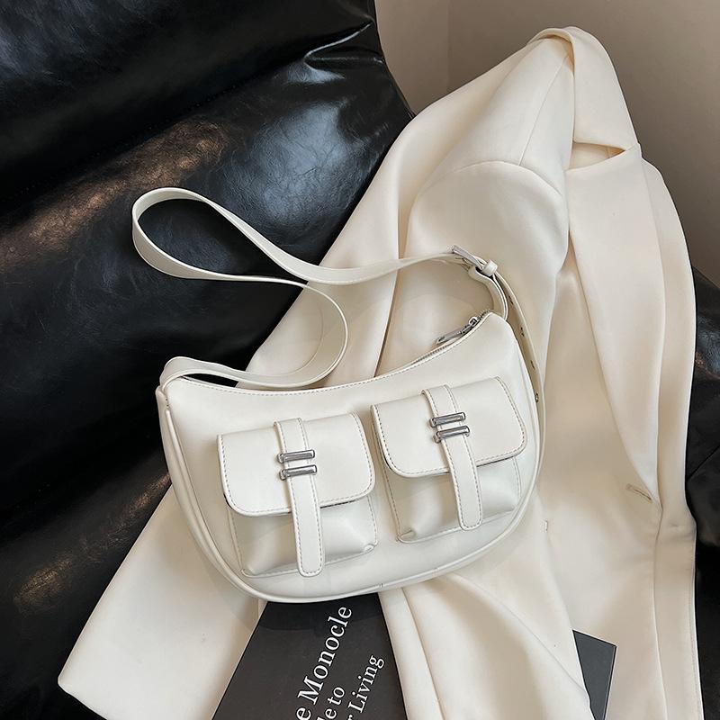 

Multi-pocket underarm bag women s new fashion shoulder messenger bag textured locomotive bag белый