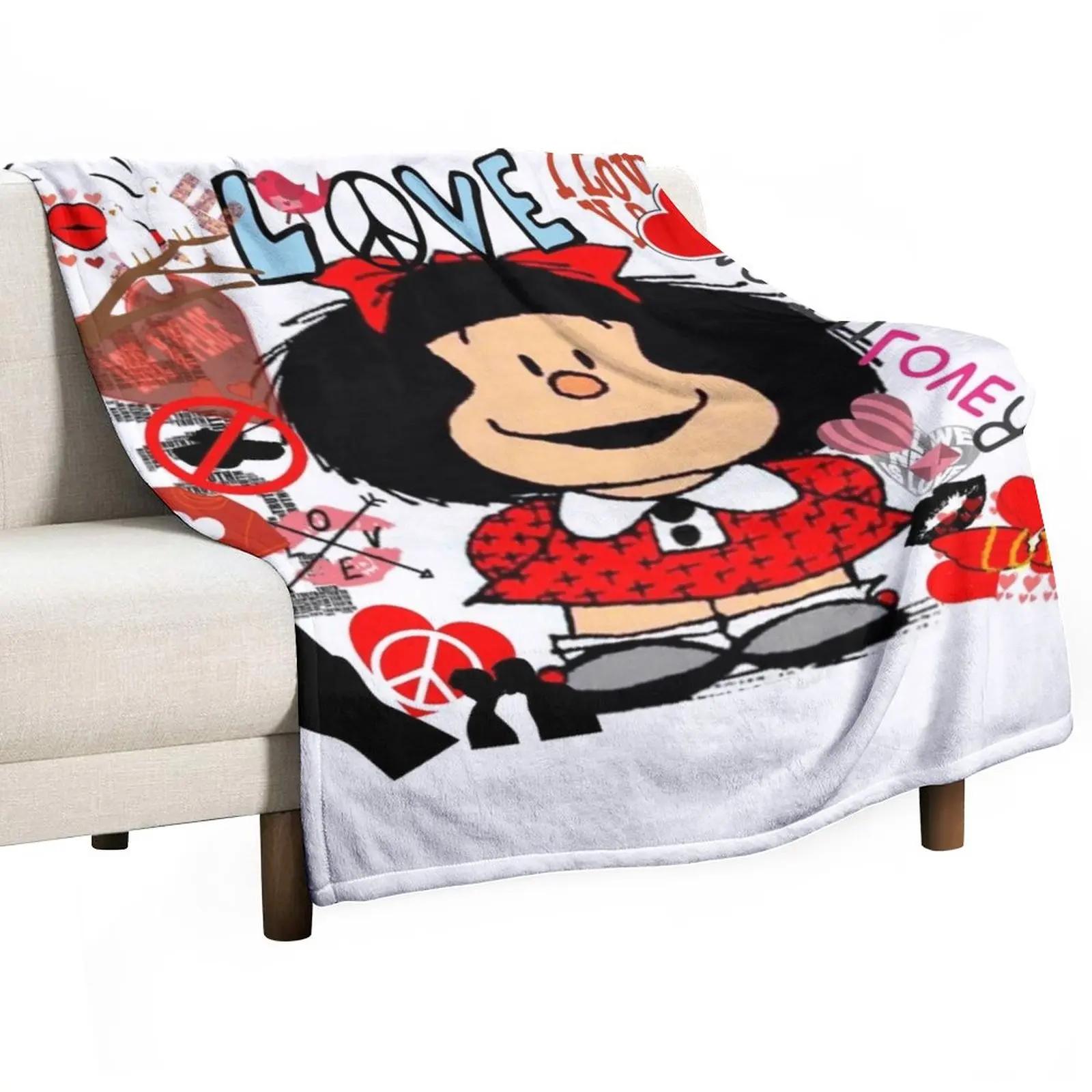 

Love, love and mafalda surrounded by hearts Throw Blanket Flannel Fabric Nap Blanket blankets and throws Fashion Sofa Blankets 30x40in