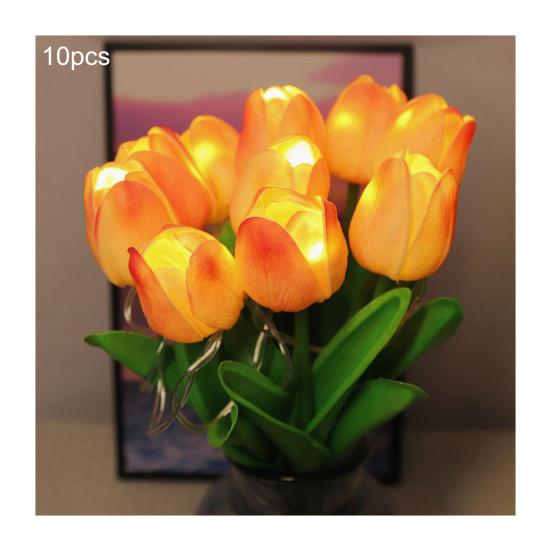 LED-beleuchtete künstliche Tulpenblumenlampe Real Touch Fälschung Tulpenstrauß Nachtlicht mit Band für Valentinstag Ostern Heimküche Hochzeitsdekoration
