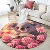 Koala and Roses Pattern Round rug,Carpet Rug for Living Room Bedroom Playroom ,Non-slip Floor Mat,Holiday Gifts and Birthday Gifts.