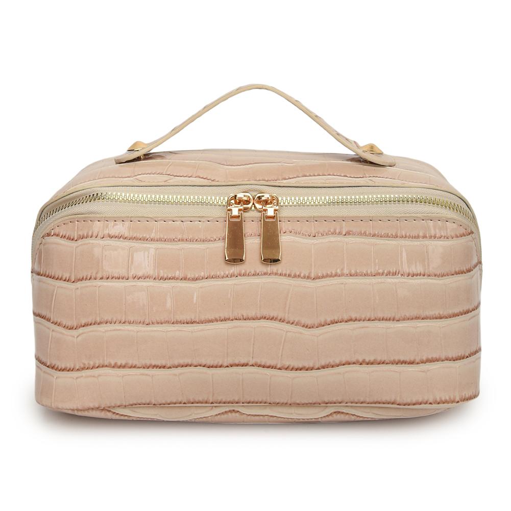 PU Leather Makeup Bag Simple Cosmetic Bag Multi-Compartment Travel Toiletry Bag Makeup Organizer Bag Women Cosmetics Handbag