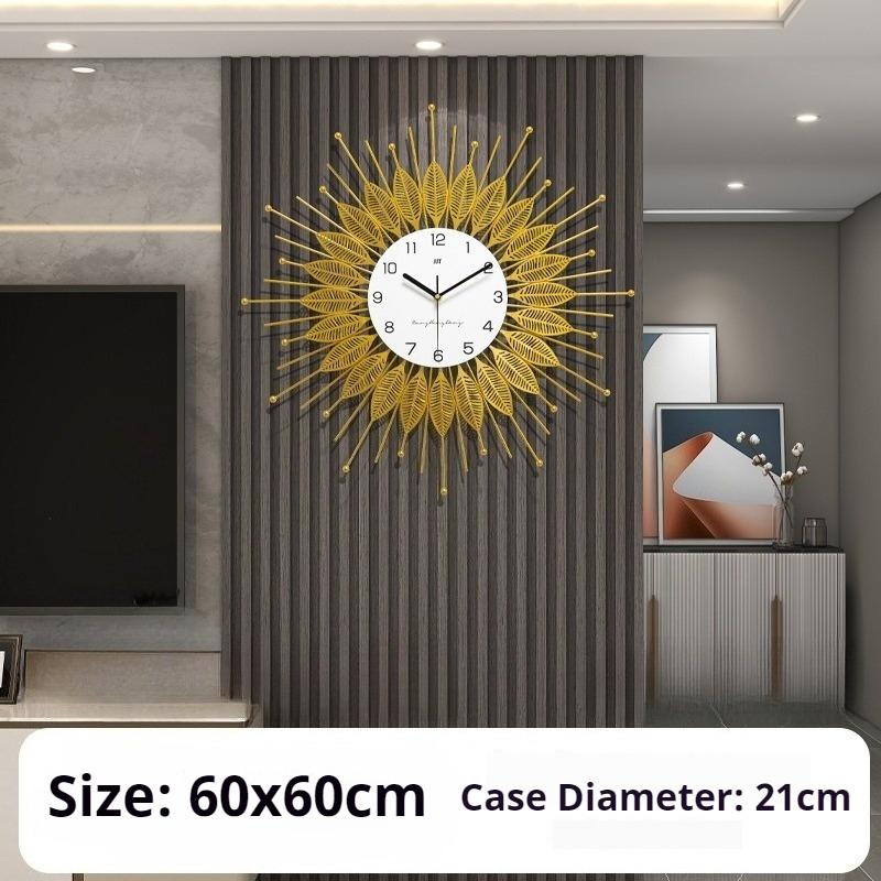 Metal Large Wall Clock Luxury Creative Wall Clock Restaurant Decorative Hanging Clocks Living Rooms Decoration Accessories